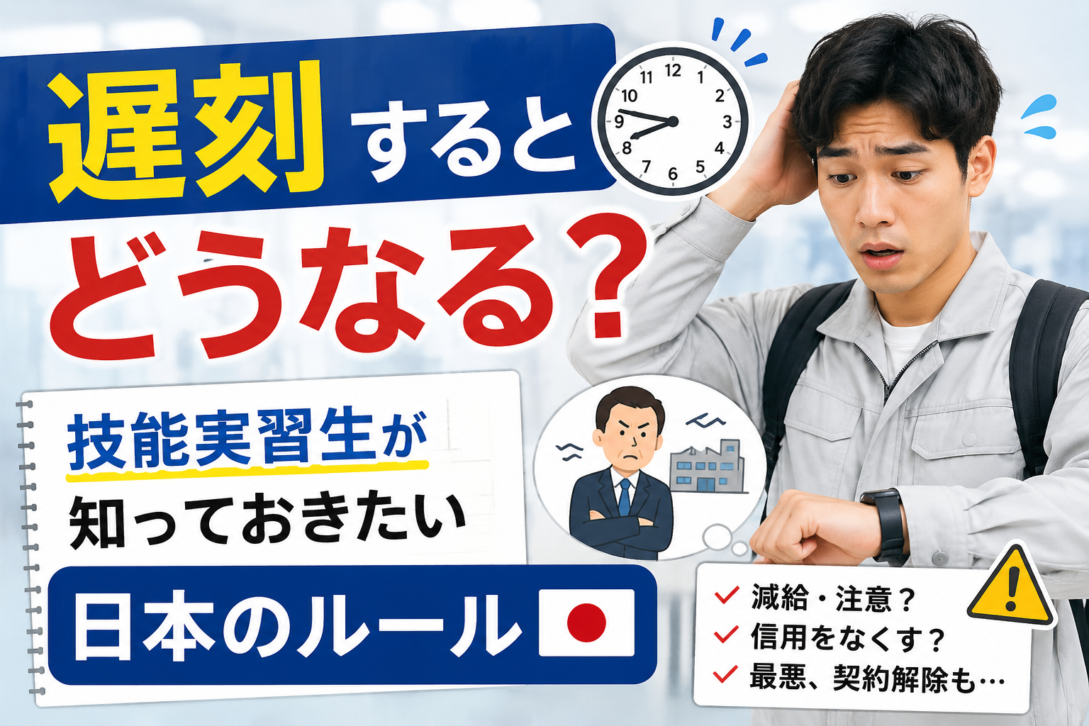 遅刻するとどうなる？技能実習生が知っておきたい日本のルール